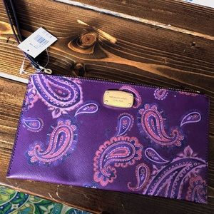 Michael Kors Plum Paisley Large Wristlet